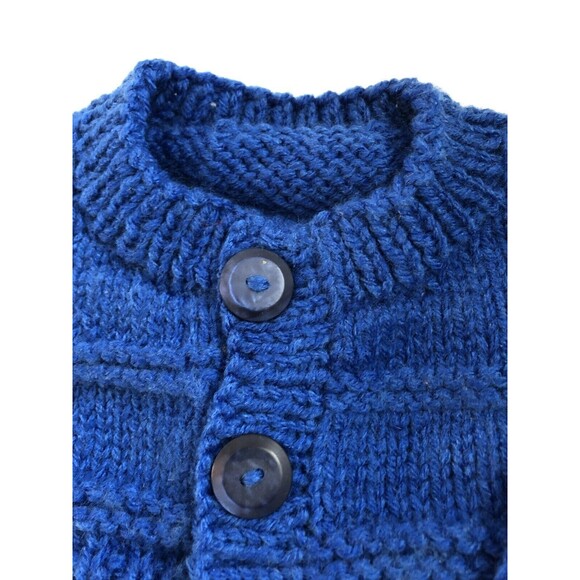 Boys 12 mo. Hand Knitted Baby Cardigan Sweater, Soft, Warm & Cozy - Picture 8 of 16